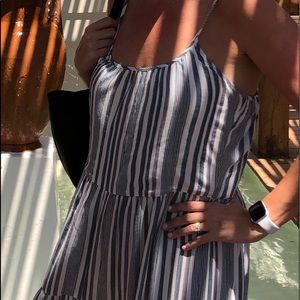 Express blue and white striped tiered maxi